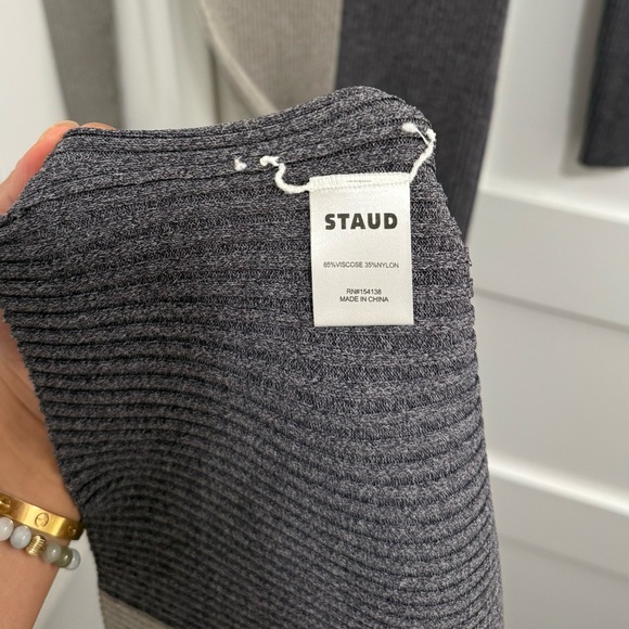 STAUD Shoko Colorblocked Sweater Dress Heather Grey Charcoal Size XS - Picture 6 of 6